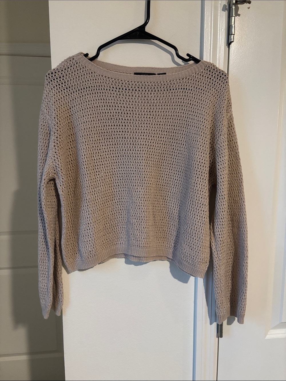 RDI Beige Open-Weave Crewneck Sweater